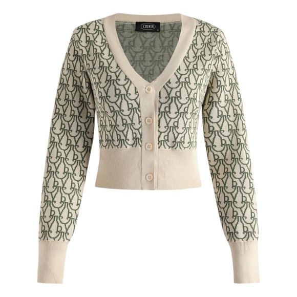 Cider Sweaters - Women's CIDER Green Dairy Knitted Cardigan M